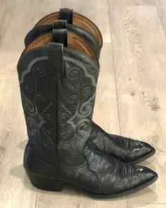 Botas vaqueras Montana vintage para hombre talla 10 D negras avestruz Quil 09746 - Imagen 1 de 13