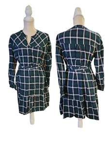 Grace Karin Flannel Long Sleeve Button Down Dress With Ruffle And Tue Waist - Picture 1 of 9