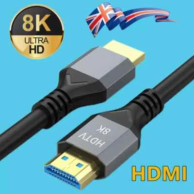 8K HDMI 2.1 Ultra High Speed Cable 48Gbs 8K@60 4K@120 UHD 1M 1.5M 2M 3M 5M UK - Image 1 of 4