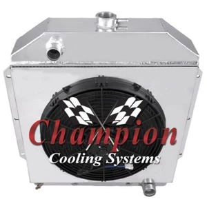 4 Row CR Champion Radiator, 16" Fan, Shroud for 1949 - 1953 Ford Cars Chevy Eng - Bild 1 von 6
