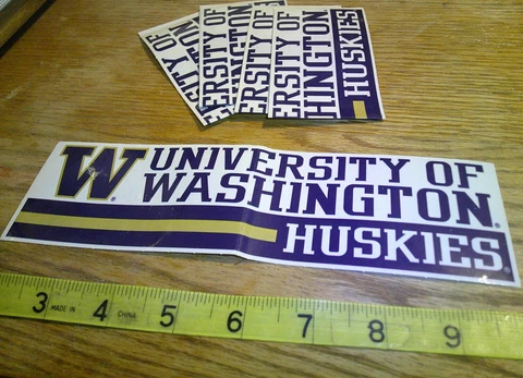 5 NCAA collegiate banner stickers officially licensed Washington Huskies Cover