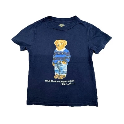 Navy Boys Kids  Navy Blue Toddler Short Sleeve Polo Ralph Lauren Bear Shirt 4T - Image 1 of 4