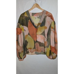 Anthropologie Hutch Womens Green Minnie Full Billow Sleeve Blouse M Boho Peasant - Picture 1 of 10