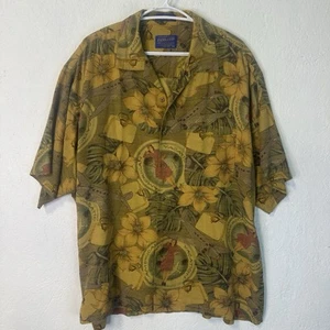 Pendleton 100% Silk Button Up Shirt Vintage Travel/Vacation Themed Short Sleeved - Picture 1 of 10