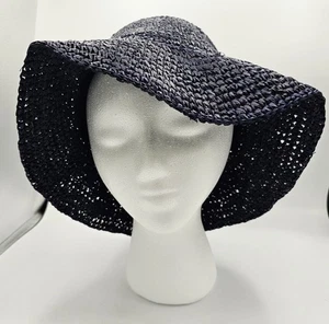 NUOVO CON ETICHETTE Wyeth Tyde Cappello Donna Imballabile 100% Paglia In Navy O/S - Foto 1 di 5
