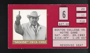 HOLY WAR 20. November 1993 Notre Dame Boston College #1 Huge Upset Ticket Stub - Bild 1 von 2