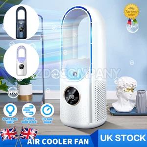 Portable Air 6 Speed Silent Timer Air Conditioner Cooler Leafless Electric Fan - Picture 1 of 17