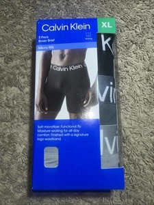 NEW Men's 3 Pack Calvin Klein Micro Rib Boxer Briefs Black Gray Size XLarge - Picture 1 of 4