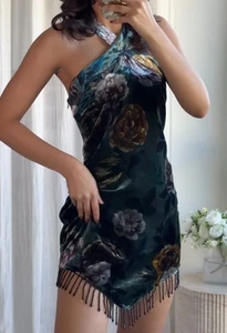 ZARA: Samtkleid mit Fransen: 5063/884 | *UK-Käufer ohne Einfuhrgebühren* | - Bild 1 von 9