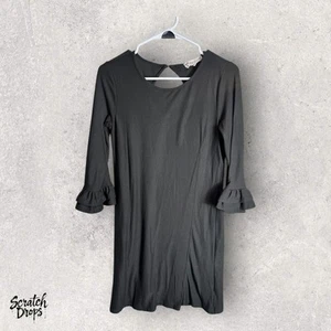 Pink Rose Women's Black Dress Size Small 3/4 Sleeve Ruffle Hem Fashion Clothing - Picture 1 of 3