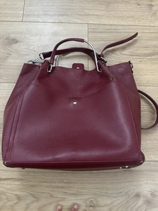 Zara large tote bag Maroon, Burgundy, Dark Red Bag Metal Handle Leather Strap - Picture 1 of 10