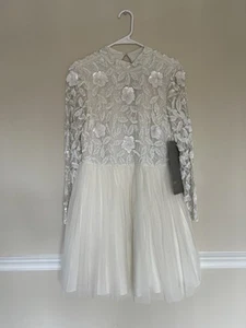 ASOS BRAUT Arabella verziertes Oberteil Mini Brautkleid Netzrock Gr. 8 Luxy - Bild 1 von 13