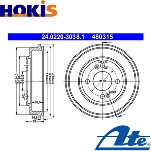 2x BRAKE DRUM 24.0220-3038.1 FOR HYUNDAI GETZ G4ED 1.6L D4FA 1.5L G4EE 1.4L 4cyl - Picture 1 of 9