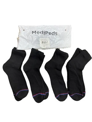 Paquete de 8 calcetines informales MediPeds para hombre cuarto diabético con top sin ataduras negros... Foto 1 de 4