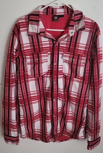 Volcom Jack Bonded Red Plaid Flannel Shirt Men’s Large Snap Front Casual - Picture 1 of 15