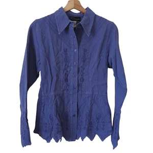 Top donna G. Designs moda naturale S blu boho ricamato etereo stravagante - Foto 1 di 8
