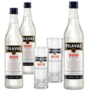 Ouzo Pilavas Nektar | 3x 0,7l 38% Vol. | +2 Gläser 18cl | Aus Griechenland - Bild 1 von 1