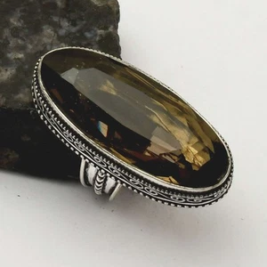 Smoky Quartz Gemstone Handmade Antique Design Ring Jewelry US Size-9 AR 59504 - Foto 1 di 1