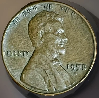 Moneda de error Lincoln Wheat Cent 1958 D - Planchette Foto 1 de 4