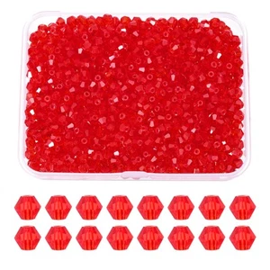 1000pcs 3mm Bicone Glass Crystal Beads, Faceted Beads with Box Dark Red - Picture 1 of 5