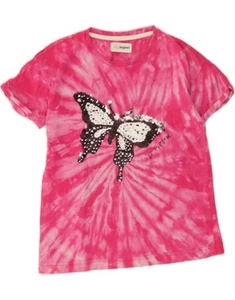 DESIGUAL Girls Graphic T-Shirt Top 11-12 Years Pink Tie Dye Butterfly BS10 - Picture 1 of 3