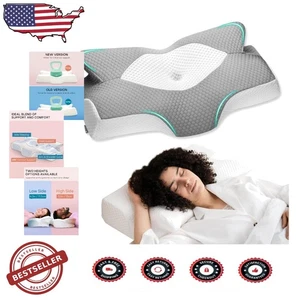 Ergonomic Cervical Pillow Queen Size Memory Foam Neck Pain Relief Sleep - Picture 1 of 11