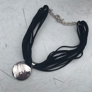 Silpada N1107 Sterling 925 Silver Pendant Black Leather Multi Strand Necklace
