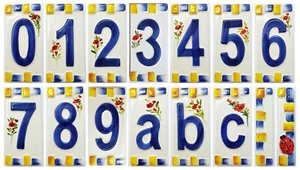 Keramik Zahlen Ziffern Buchstaben Kacheln Fliesen Hausnummer ca. 11,5 x 5,5 cm - Bild 1 von 18