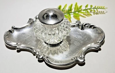 Bandeja de plata de ley con tinta de cristal bien con tapa de ley 95,1 gramos Foto 1 de 4