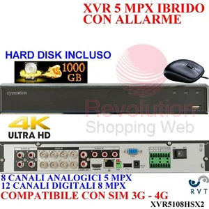 DVR 8 CANALI IBRIDO CVBS AHD TVI CVI + 2 IP DIGITALI UNIVERSALE HDD 1 TERA 8 MPX - Foto 1 di 3