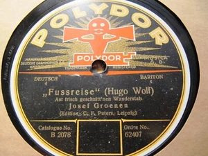 1922 Dutch JOSEPH GROENEN Barit HUGO WOLF Gesang Weylas/ Fussreise POLYDOR 62407 - Picture 1 of 2