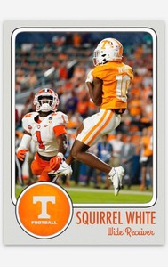 Squirrel White NMT Custom Art Football Card! Tennessee Vols!