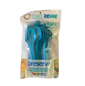 Preserve Heavy Duty Cutlery Aqua 8 Sets 24 Pieces Total Brand New - Picture 1 of 6