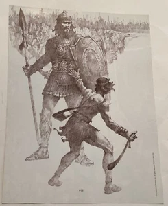 Página de arte de lección de doble cara de medios mormones SUDS: David y Goliat; tortuga gigante - Imagen 1 de 2