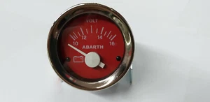 STRUMENTO VOLTMETRO BATTERIA ROSSO CON SCRITTA ABARTH 52MM FIAT 500  - Picture 1 of 1