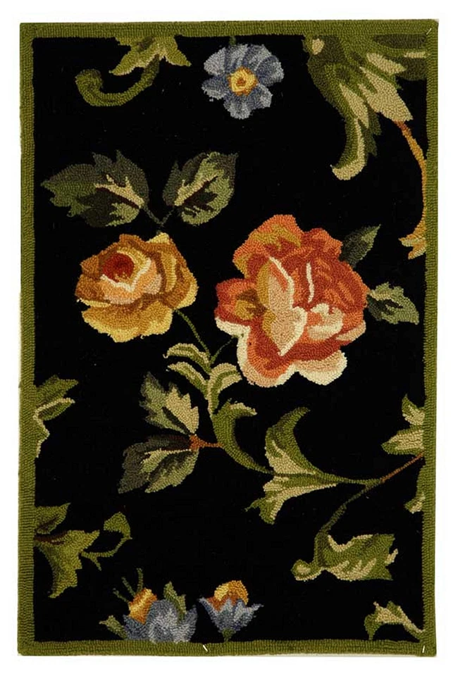 Safavieh Chelsea Country & Floral Hand Hooked Black Rug - HK310B-2
