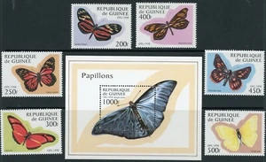 Guinea Sc 1424-30 Ss Butterflies Morpho adonis Pyrrhocalles antiga Phoebis orbis - Picture 1 of 8