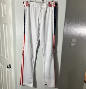 Men’s White Patriotic Baseball Pants Size 38 With Stars & Stripes Pattern *Read* - Picture 1 of 11
