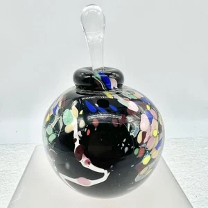 Karg Bubble Art Studio Glass Perfume Bottle W/ Dauber Stopper SIGNED Dots - Picture 1 of 9