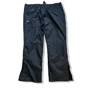 Under Armour Nylon Track Pants Mens 3XL Black Ankle Zip Elastic Drawstring Waist - Picture 1 of 19