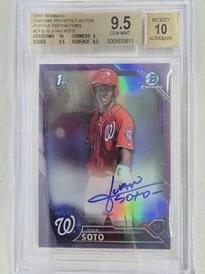 2016 BOWMAN CHROME JUAN SOTO /250 AUTO 1st PURPLE REFRACTOR BGS 9.5 10 AUTOGRAPH - Picture 1 of 4
