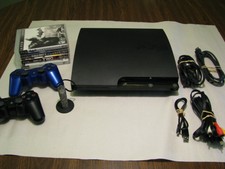Sony PlayStation 3 PS3 Slim w 2 Wireless Controllers, Games, Headset & Cables
