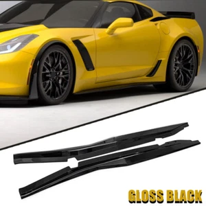 2X faldones laterales para Chevy Corvette C7 Z06 2014-2019 estilo extensiones negro brillante - Imagen 1 de 11