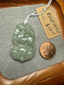 Einzigartiger natürlicher Nephrit Hetian Jade Anhänger handgeschnitzt Pferd - Bild 1 von 6