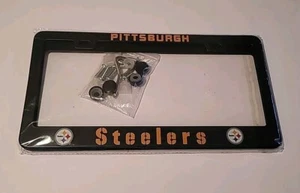 Pittsburgh Steelers Black License Plate Frame - Pack Of 2 With Full Hardware - Picture 1 of 3