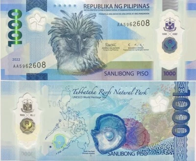 Philippines 1000 Pesos 2022 P 241 a AA Prefix Polymer UNC - Image 1 of 3