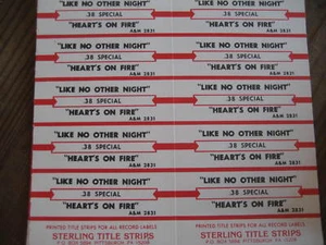 Jukebox Star Title Strip Full Sheet 38 SPECIAL Like No Other Night / Heart's on - Picture 1 of 1