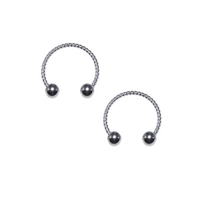 Pair of 18G Horseshoe Piercing Surgical Steel Rings with Rope Design - Picture 1 of 1