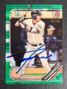 Tyler Fitzgerald RC 2019 1st Bowman Draft Green Parallel #69/99 Rookie Auto - Bild 1 von 3
