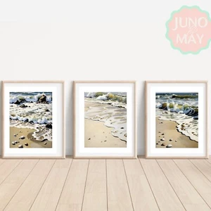 Set of Waves Beach Coastal Seaside Art (A4 Sized) - Picture 1 of 4